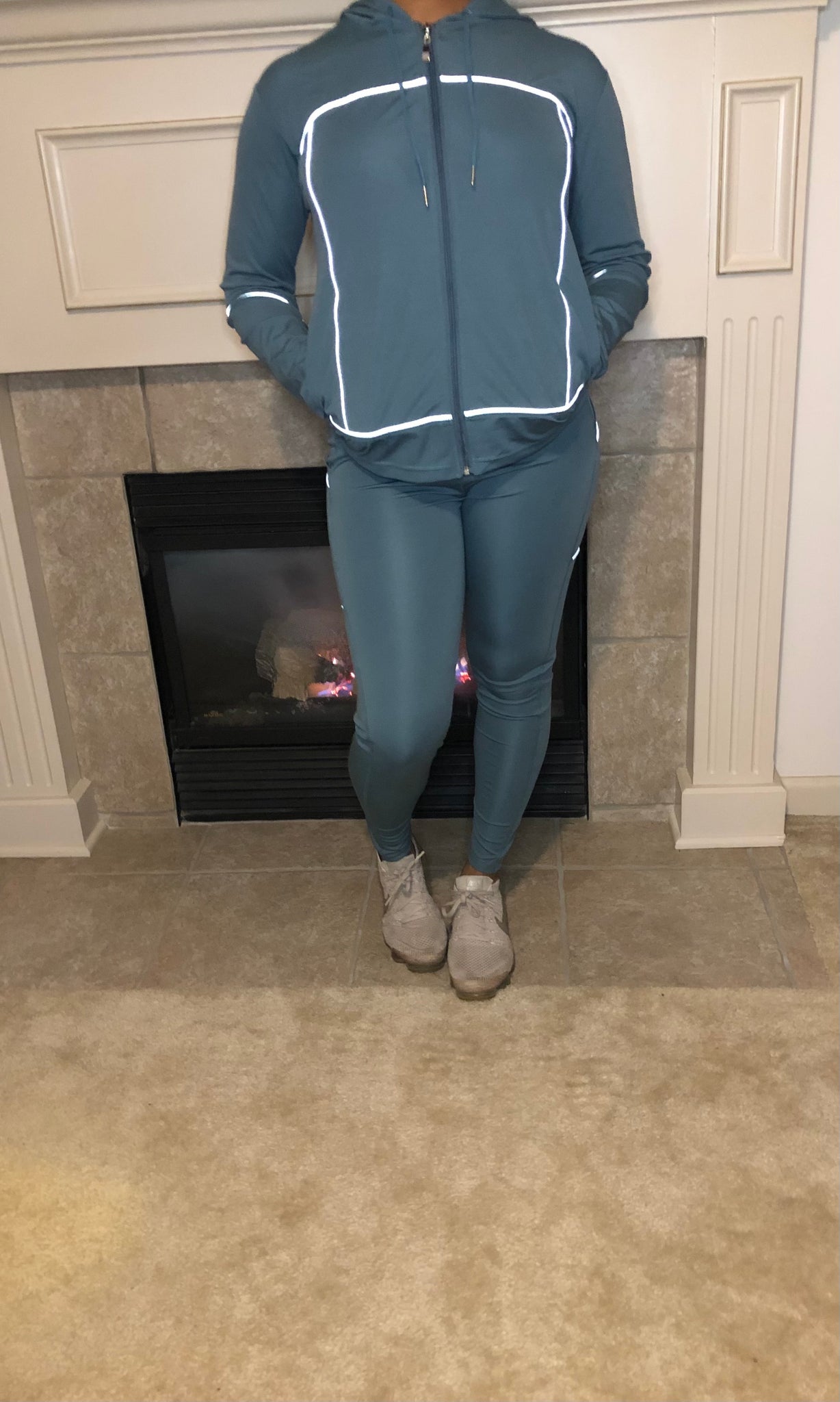 Solid Zip Up Jacket and Leggings Set